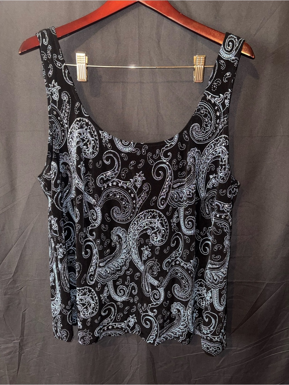Y2K Alex Evenings Paisley Glitter Tank Top